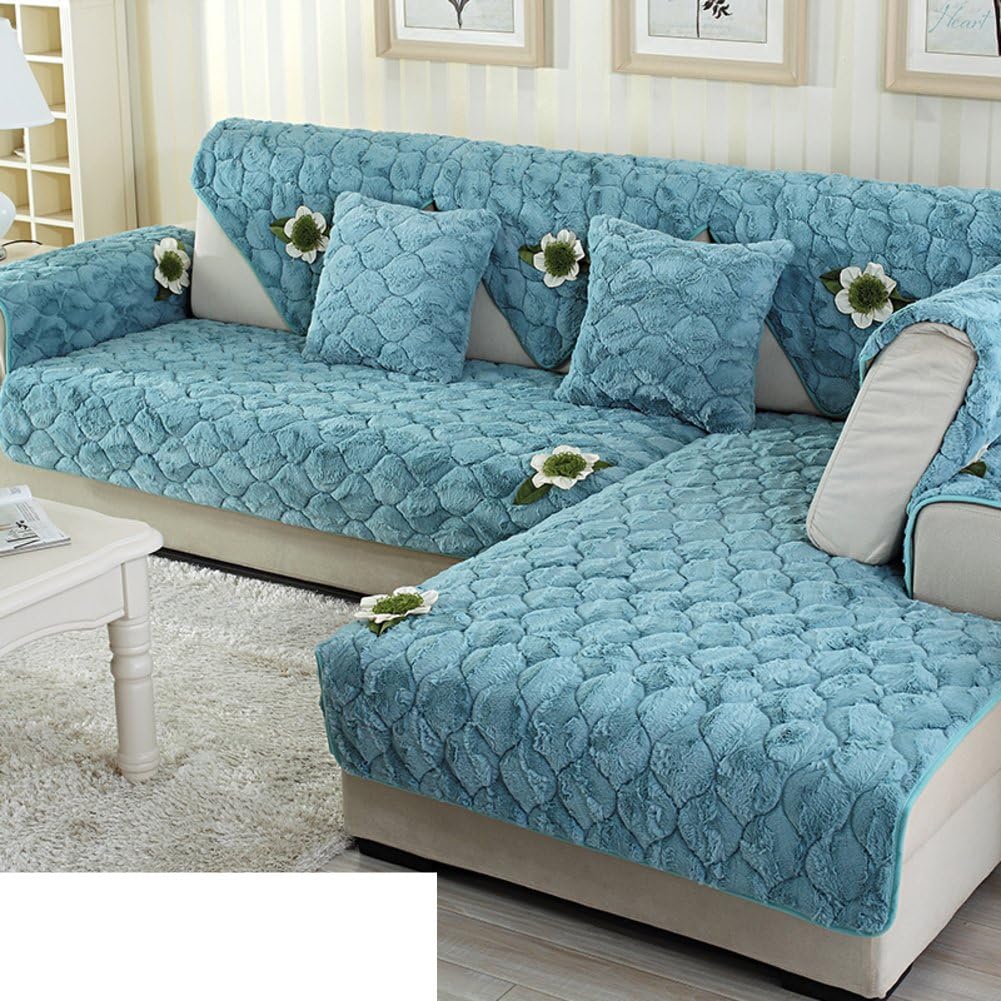 FDJKGFHGFCGDFGDG Plush sofa slipcover,Sofa towel covers [korean] Simple and modern sofa cushions Fabric anti-slip sofa slipcovers [winter] Sofa cover Solid color sofa cover-B 90x240cm(35x94inch)