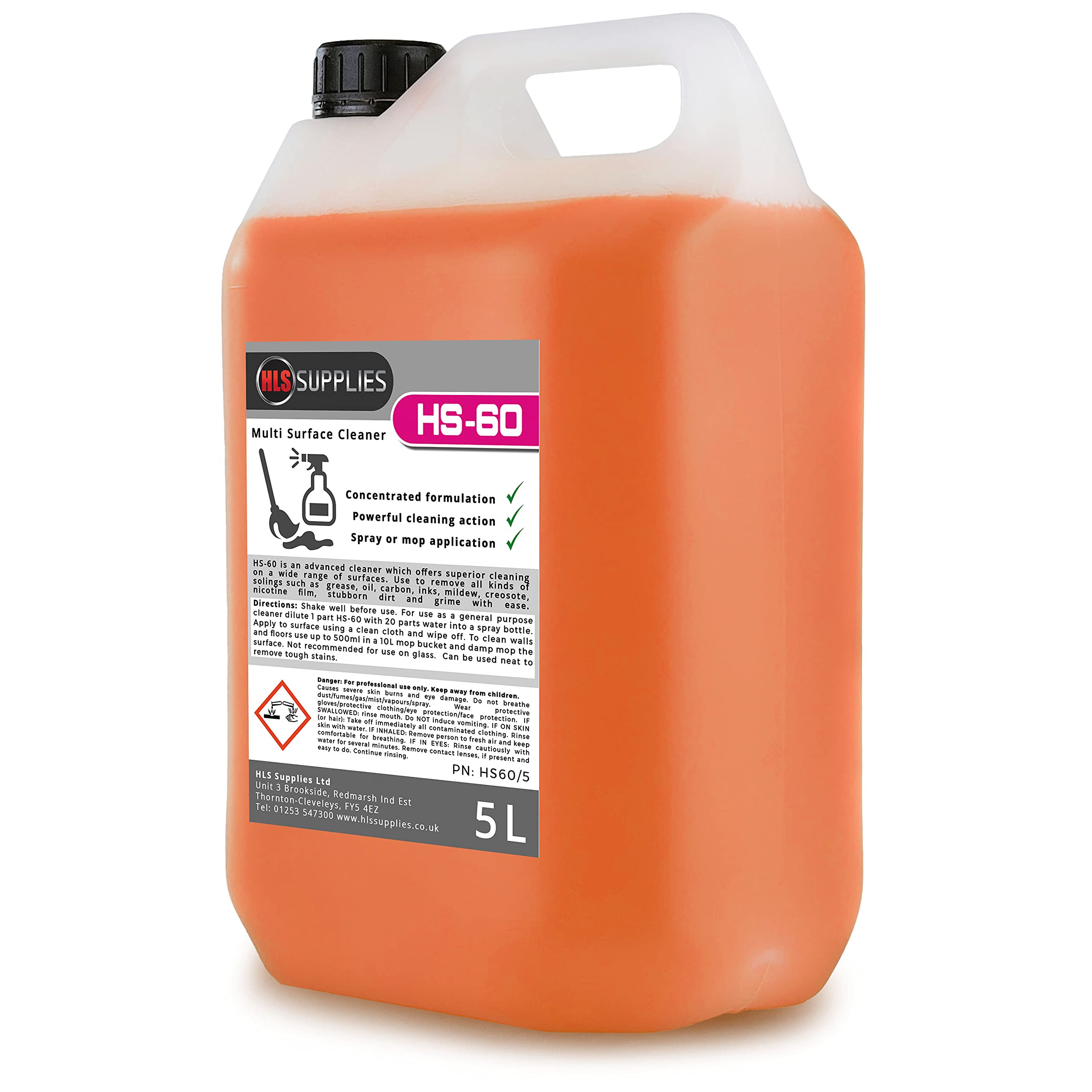 HLS Multi Surface Cleaner 5L - Heavy Duty Cleaner | Professional Quality Degreaser & Hard Surface Cleaner