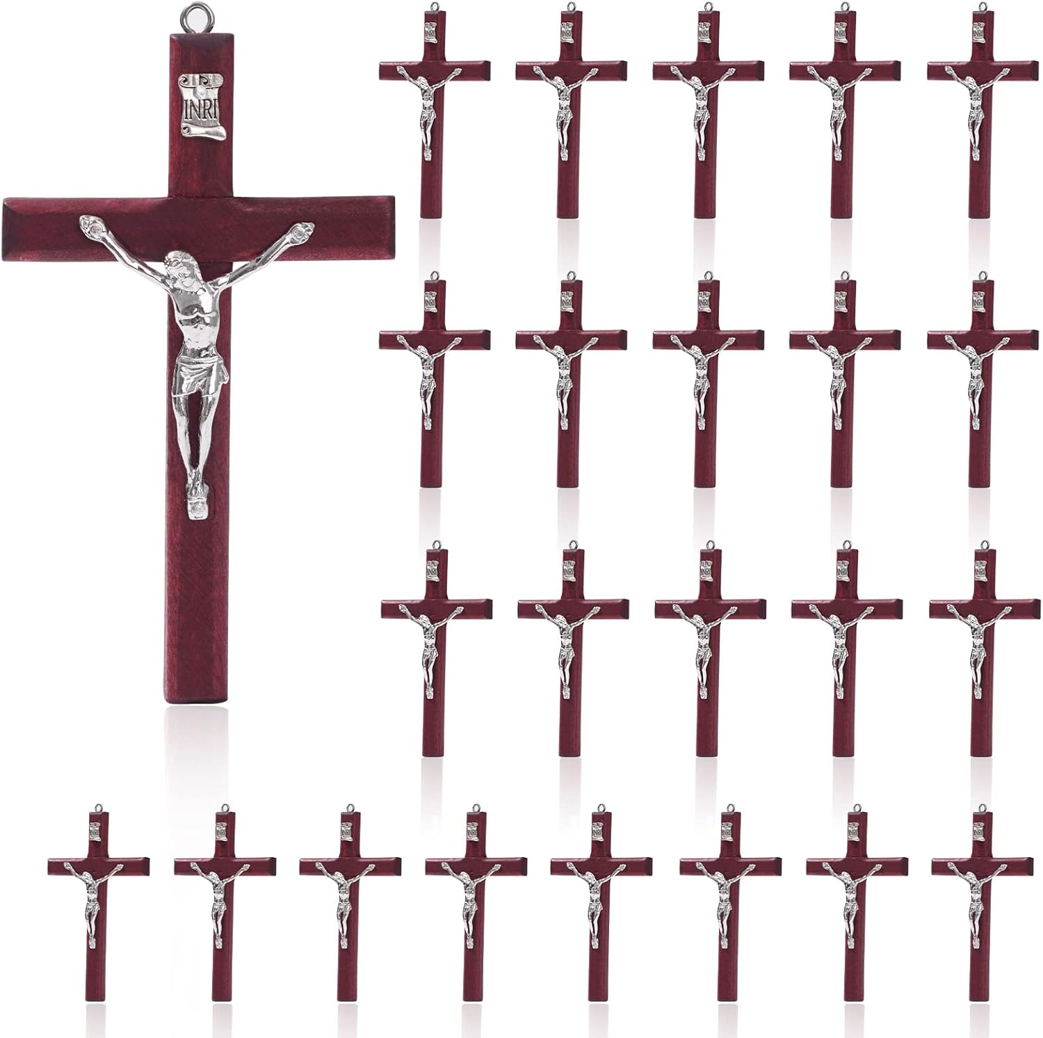 SHAOQINLIN 24 Pieces Crucifix Wall Cross, 4.7 Inch Wooden Wall Hanging Cross Wall Decor Home Decor