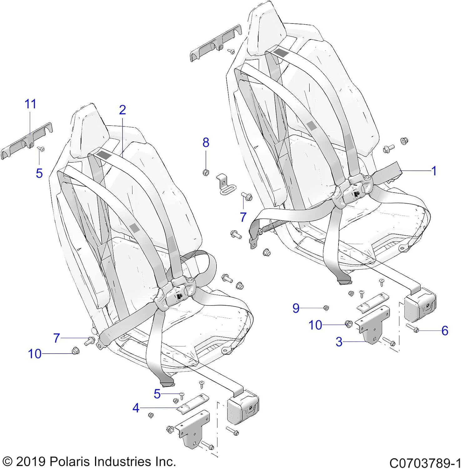 Polaris RZR Retractor Mount Bracket, E-Coat, Genuine OEM Part 5265692-329, Qty 1