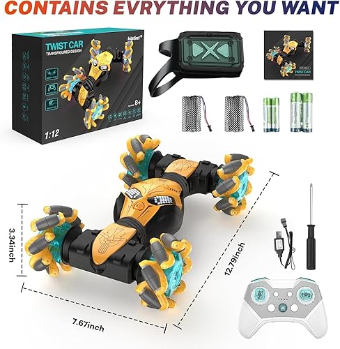 Miniatura 9 de Gesto RC Car, 2.4Ghz 4WD controlado a mano, auto RC con detección de gestos, auto de acrobacias RC con control remoto 360 giratorio Drift RC Car RC