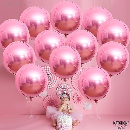 Miniatura 5 de KatchOn, Globos de aluminio plateados y rosados, 22 pulgadas, paquete de 24 unidades, globos metálicos rosados, decoraciones de fiesta rosadas,