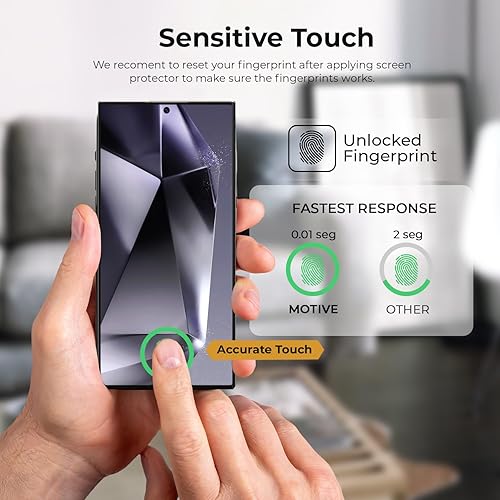 Miniatura 3 de MOTIVE Paquete de 4 protectores de pantalla de privacidad para Samsung Galaxy S24 Ultra 2024 de vidrio templado con 2 protectores de pantalla + 2