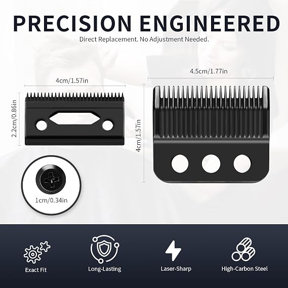 Professional 3 Hole Standard Clipper Replacement Blade Compatible with Wahl Designer, Senior, Cordless Designer, and Pilot clippers (Black) (1 Pack)