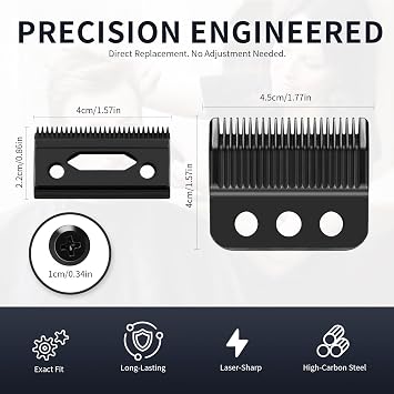 Professional 3 Hole Standard Clipper Replacement Blade Compatible with Wahl Designer, Senior, Cordless Designer, and Pilot clippers (Black) (1 Pack)