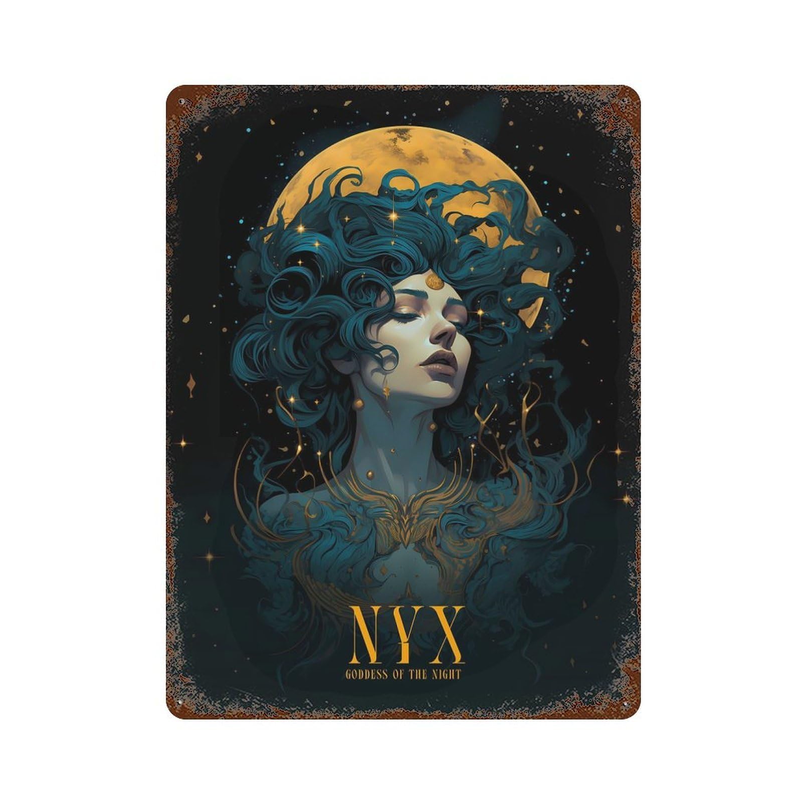 Nyx Weathered Tin Sign 15.7"x11.8", Rustic Home Decor for Garage, Bar And Workshop Decor