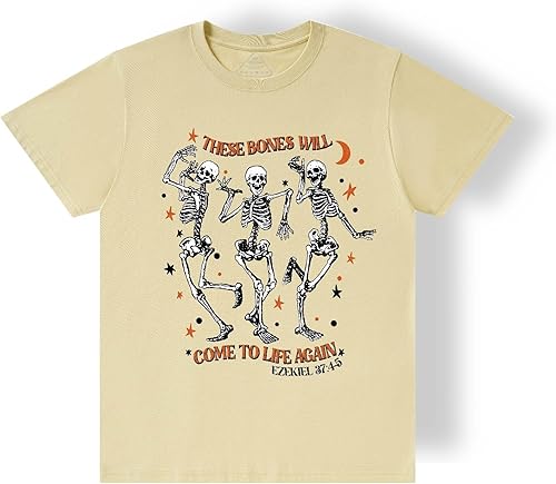 Graphic Tees Halloween Novelty Women Men Cotton Oversized Christian Bones Classi