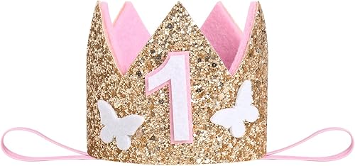 Miniatura 6 de IDOPIP - Conjunto de cumpleaños número 1 con mariposas para bebé niña, con lentejuelas, pelele con mariposas, falda de tutú, diadema, disfraz para