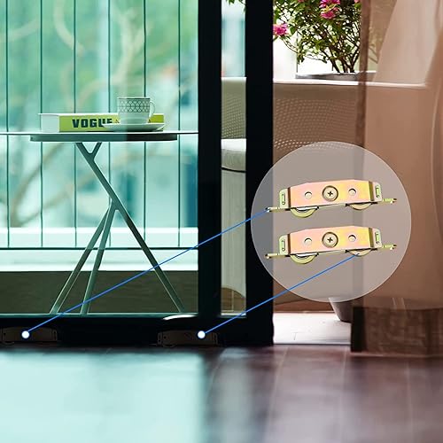 Miniatura 4 de Huazu Rodillos para puertas correderas de alta resistencia, rodamiento de bolas de acero de 1-14 pulgadas, lados ajustables, juego de 2 piezas con