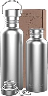 TRIPLE TREE Uninsulated Single Walled Stainless Steel Sports Water Bottle 18/8 for..