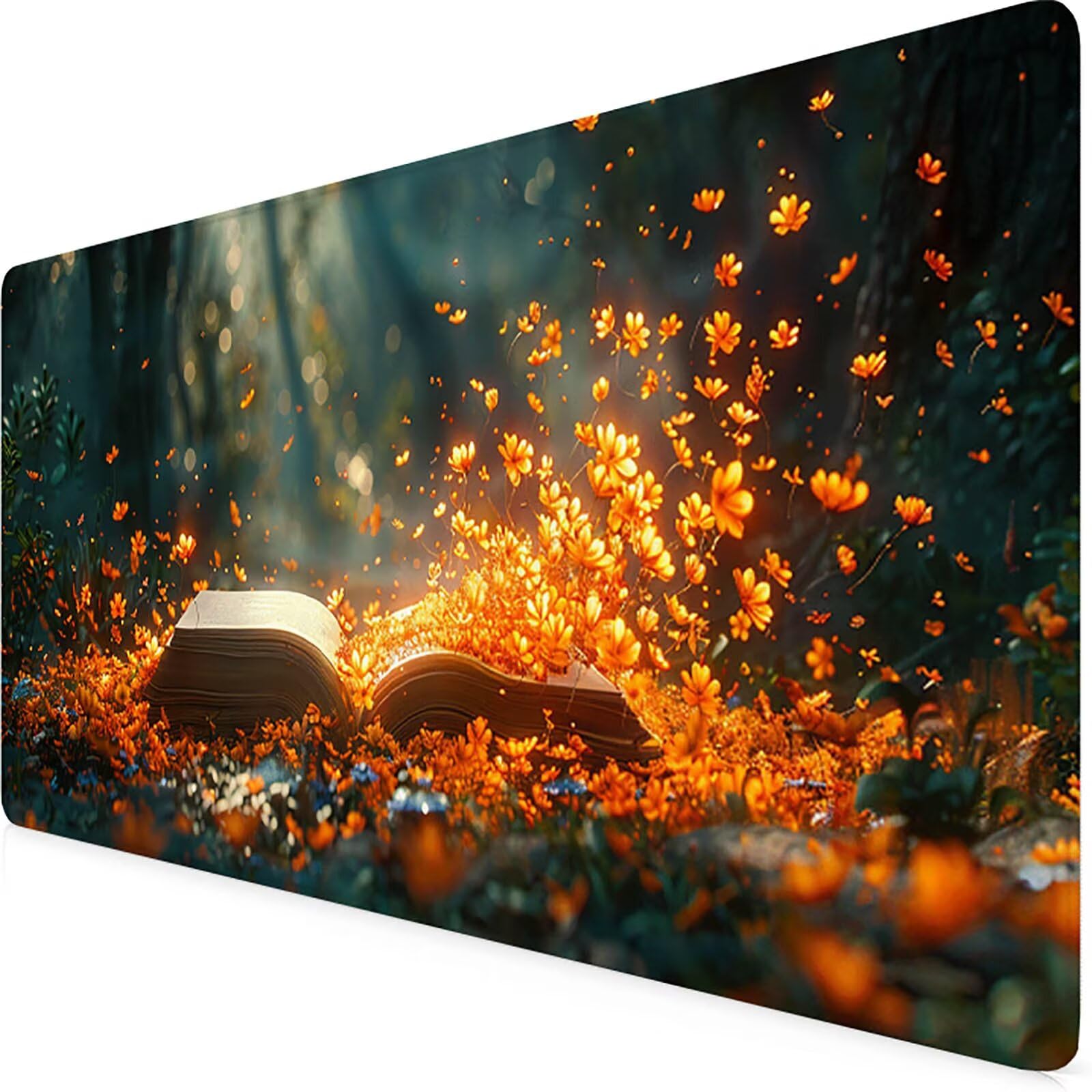 Fiore Tappetino Mouse Gaming xxl 1000 x 500 mm, Tappetino Scrivania Colore arancione Con Bordi Cuciti, Presa Stabile su Superfici Lisce, Impermeabile Antiscivolo Mouse Pad per Gaming Accessori t2-7V