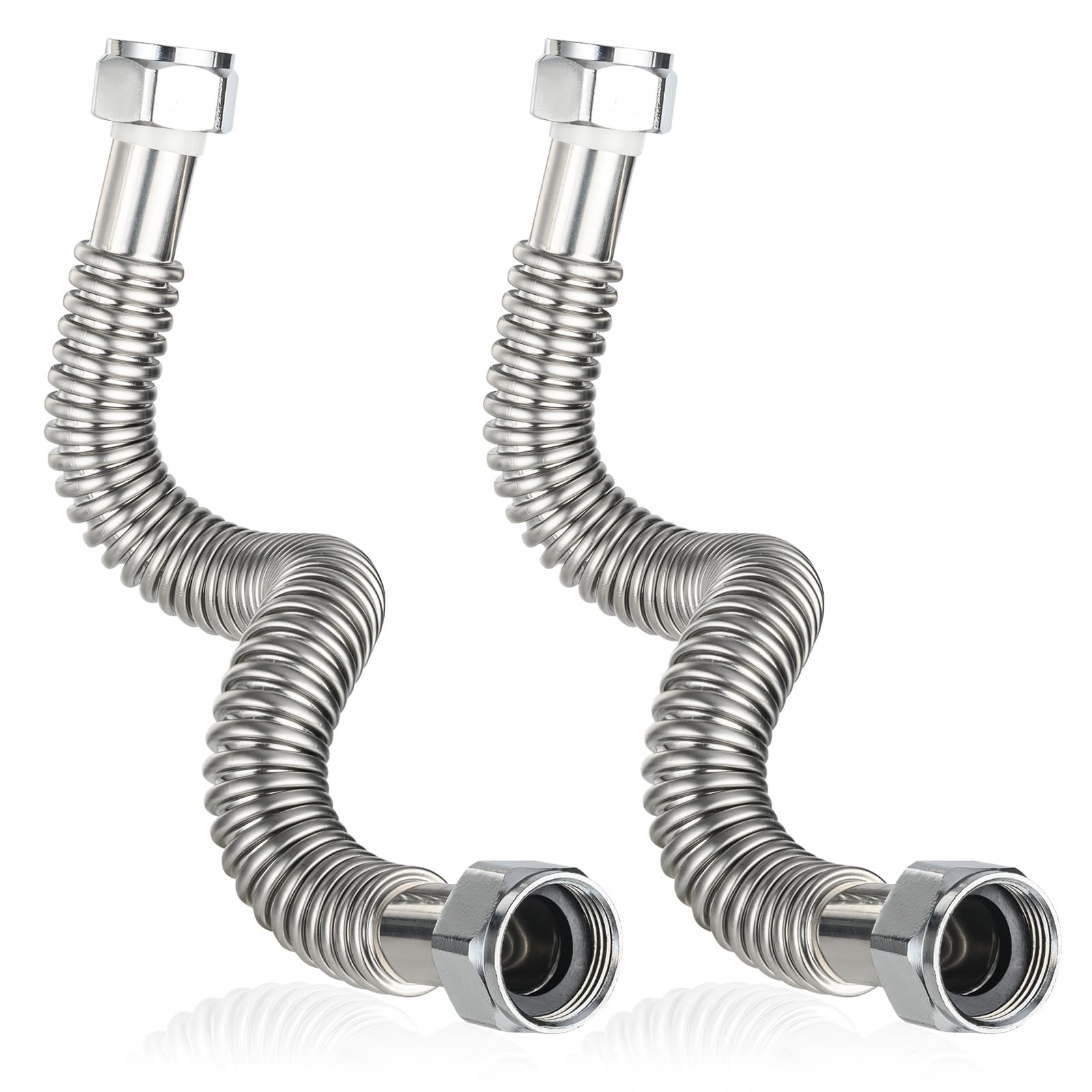 Pack Of 2 Foskan 24" Length Flexible Stainless Steel Corrugated Hose,1" FIP X 1" FIP - View #9