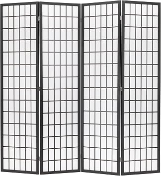 PayLessHere Room Divider 6Ft Folding Oriental Shoji Screen - Portable Privacy Divider with 4 Panels, Freestanding Japanese-Inspired Wood Partition Screen, White