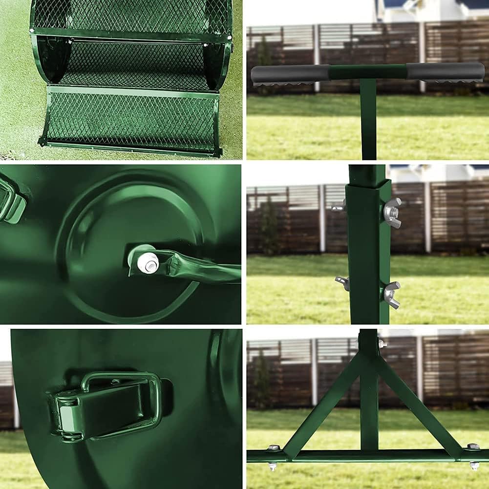 24''Peat Moss Spreader, Compost Spreader with Upgrade T Shaped Handle, Lawn & Garden Spreader for Lawn and Garden Care, for Planting Seeding Durable Lightweight Metal Mesh Spreader