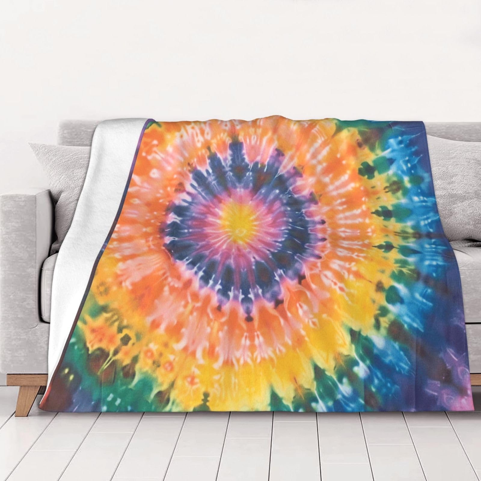 Couverture flanelle tie dye 150 x 125 cm chaude et douce pour affronter les nuits fraîches