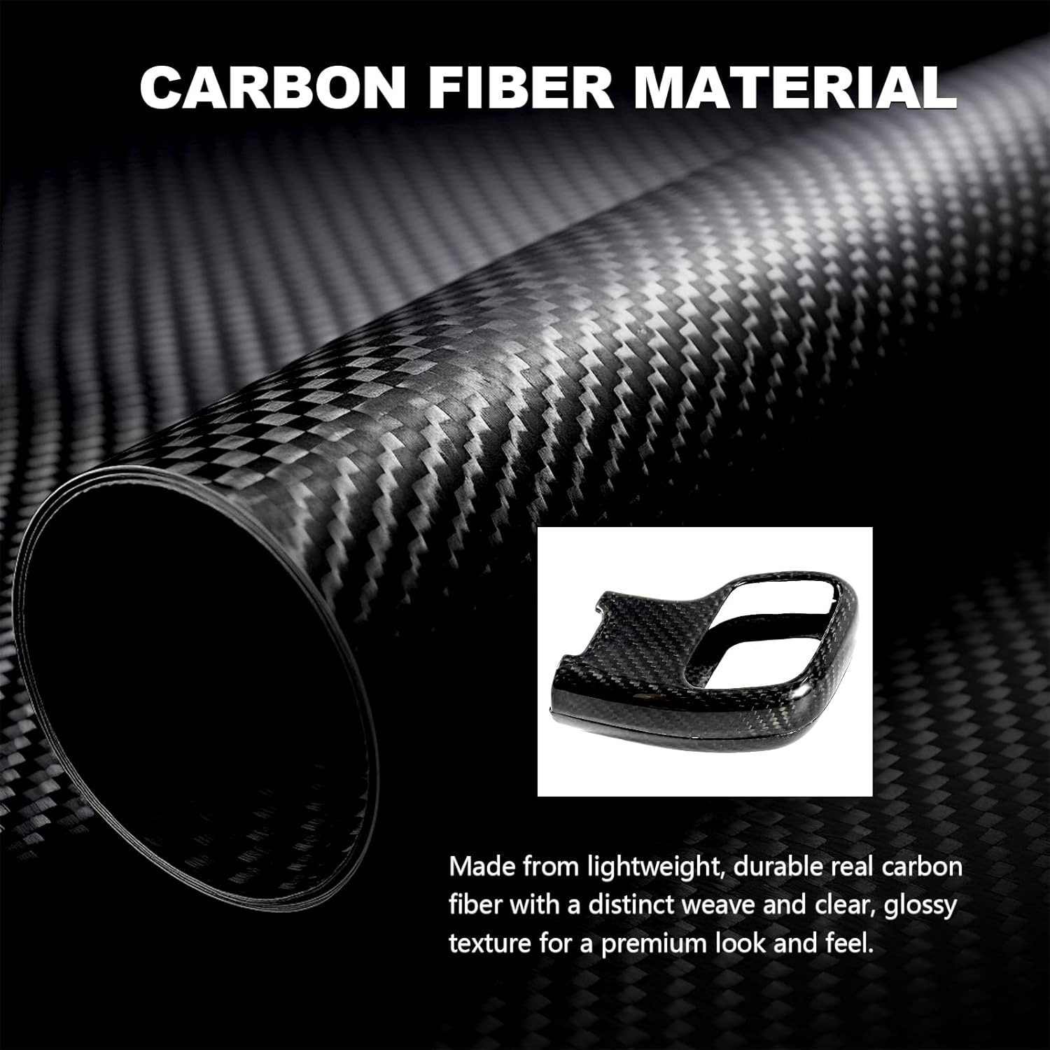 Real Carbon Fiber Gear Shift Knob Cover Compatible with 13th Gen Ford F150 2015–2020, Interior Trim Accessories for XL XLT Lariat King Ranch Platinum Limited Raptor