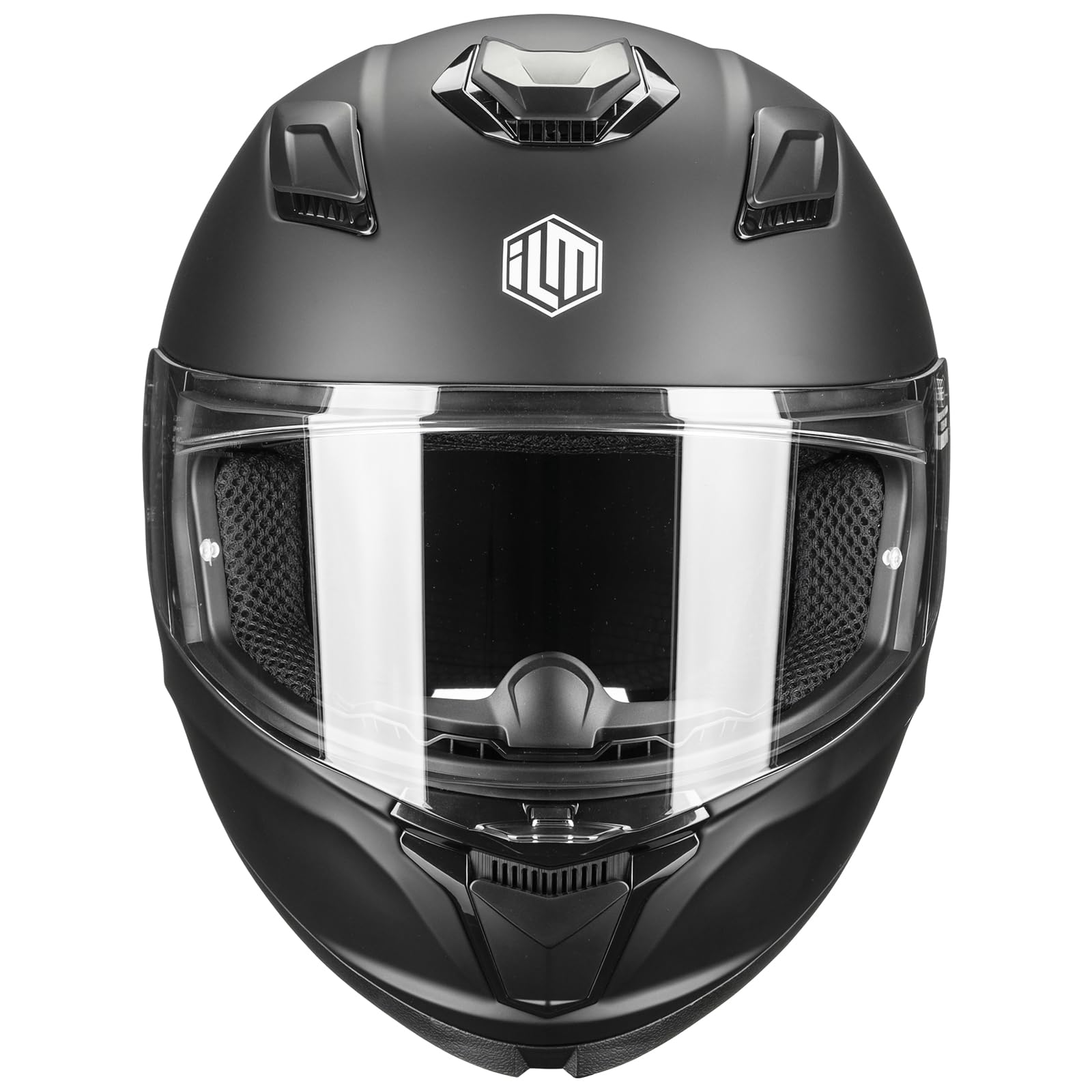 ILM Kask motocyklowy integralny kask motocyklowy dla mężczyzn, kobiet, ECE 22.06 z wizjerem, pasuje do modelu Pinlock F607, matowa czerń, rozmiar M