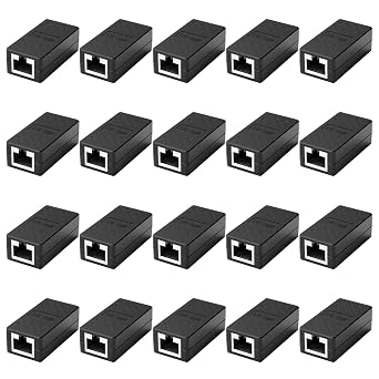 RJ45 Inline Coupler,RJ45 Coupler, Network Coupler, for Cat7/Cat6/Cat5e/cat5 Ethernet Cable Extender Connector - Female to Female, Black 20 Pack