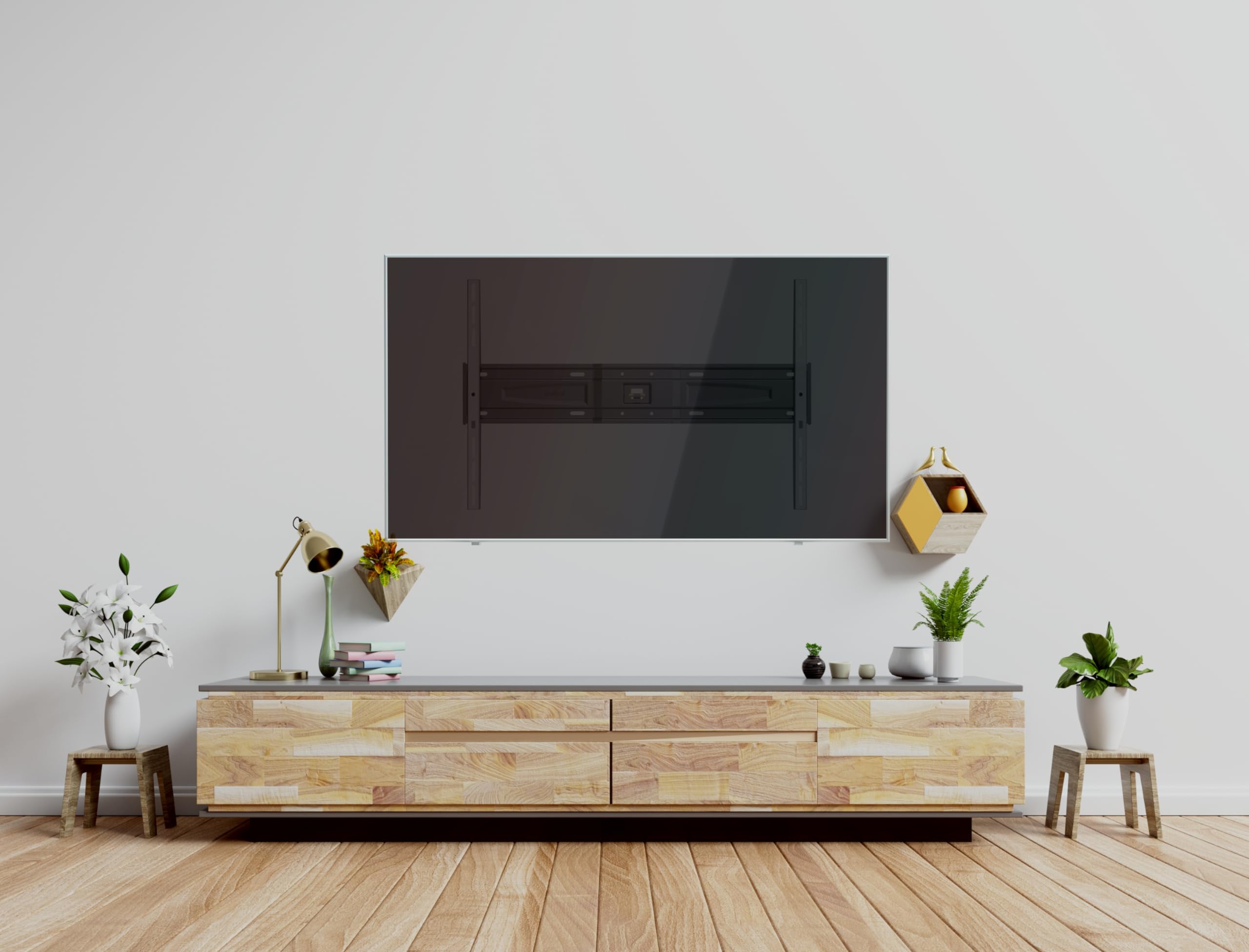 Meliconi Slimstyle Plus 600 ST, Soporte TV Pared 50 Pulgadas A 86 Pulgadas, Adecuado También Para Paredes De Cartón Yeso, Vesa 300-400-600 Con Protecciones En Espuma De EVA