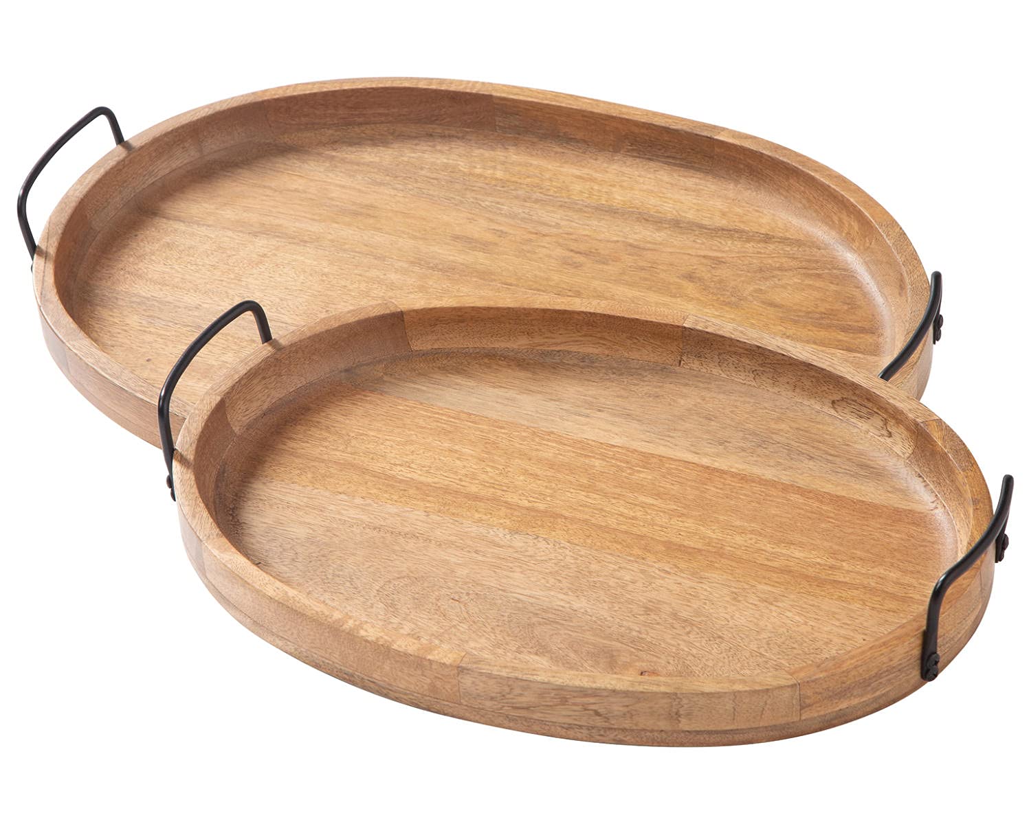 Amazon.com: Signature Design by Ashley Jocelyn Wooden 2 Piece Tray Set with  Metal Handles, Brown : Everything Else