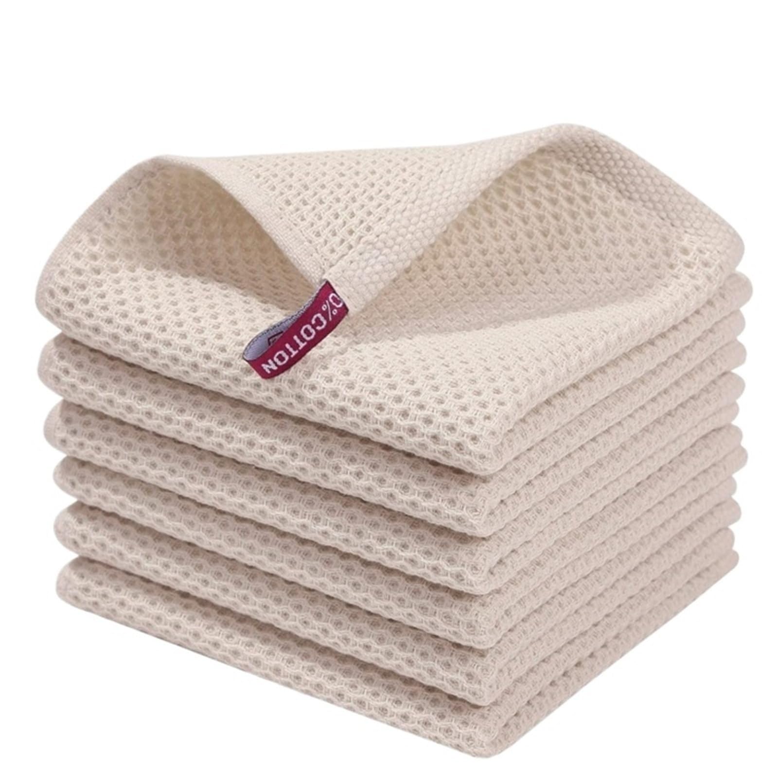 GMEqfhpOPS 1-8PCS 100% Cotton Towel Soft Absorbent Dishcloth Kitchen Dish Rags Breathable Face Wash Towel Household Cleaning Wash Cloth Towels Bath(Beige,34x34cm 6PCS)