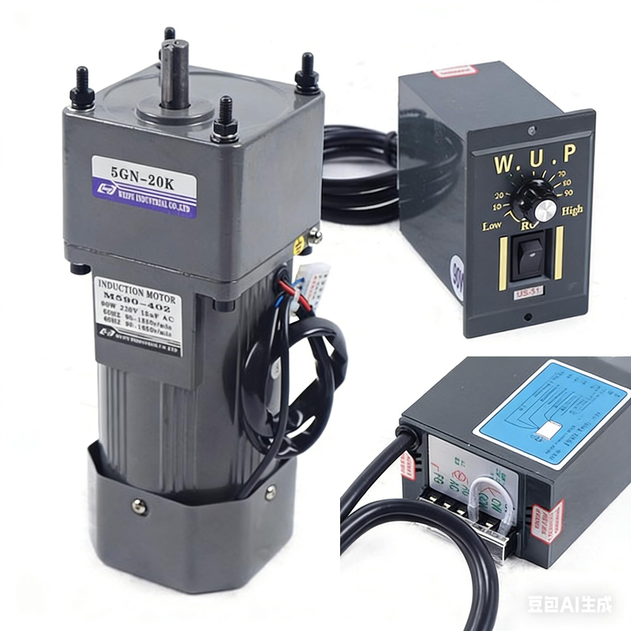 Getriebedrehzahlmotor, 90W 20K Getriebemotor AC 220 V Elektromotor Verzögerungsmaschine Einphasen, Drehzahlregler Einstellbarer Gear Motor 0-67 RPM 13Nm