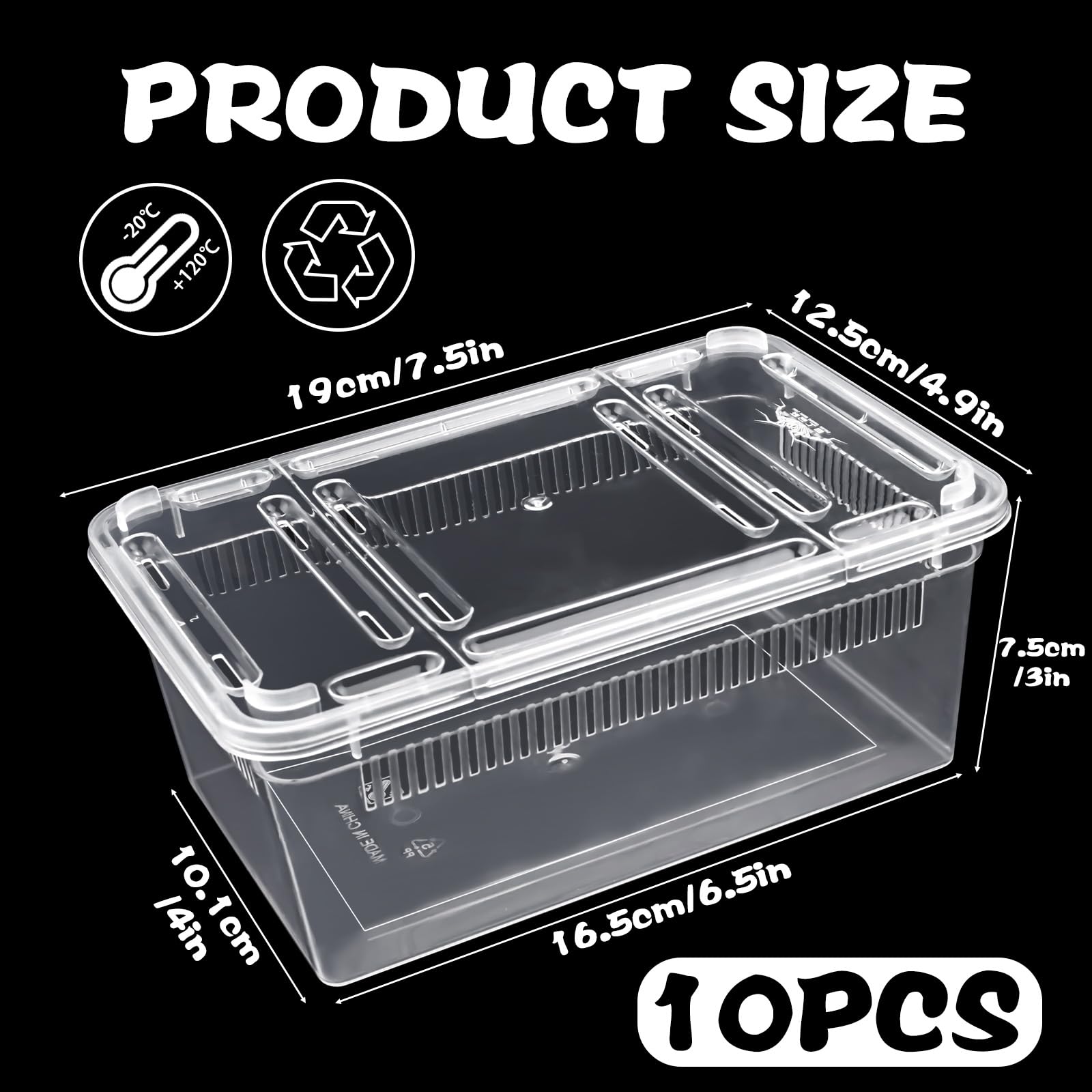 10 PCS Reptile Feeding Box, Isopod Enclosure Plastic Terrarium - Image 2