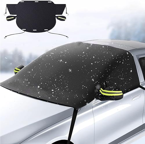 Smeyta Cubierta de nieve para parabrisas de automóvil, cubierta de nieve para parabrisas, cubierta de nieve con ventana lateral y protector de