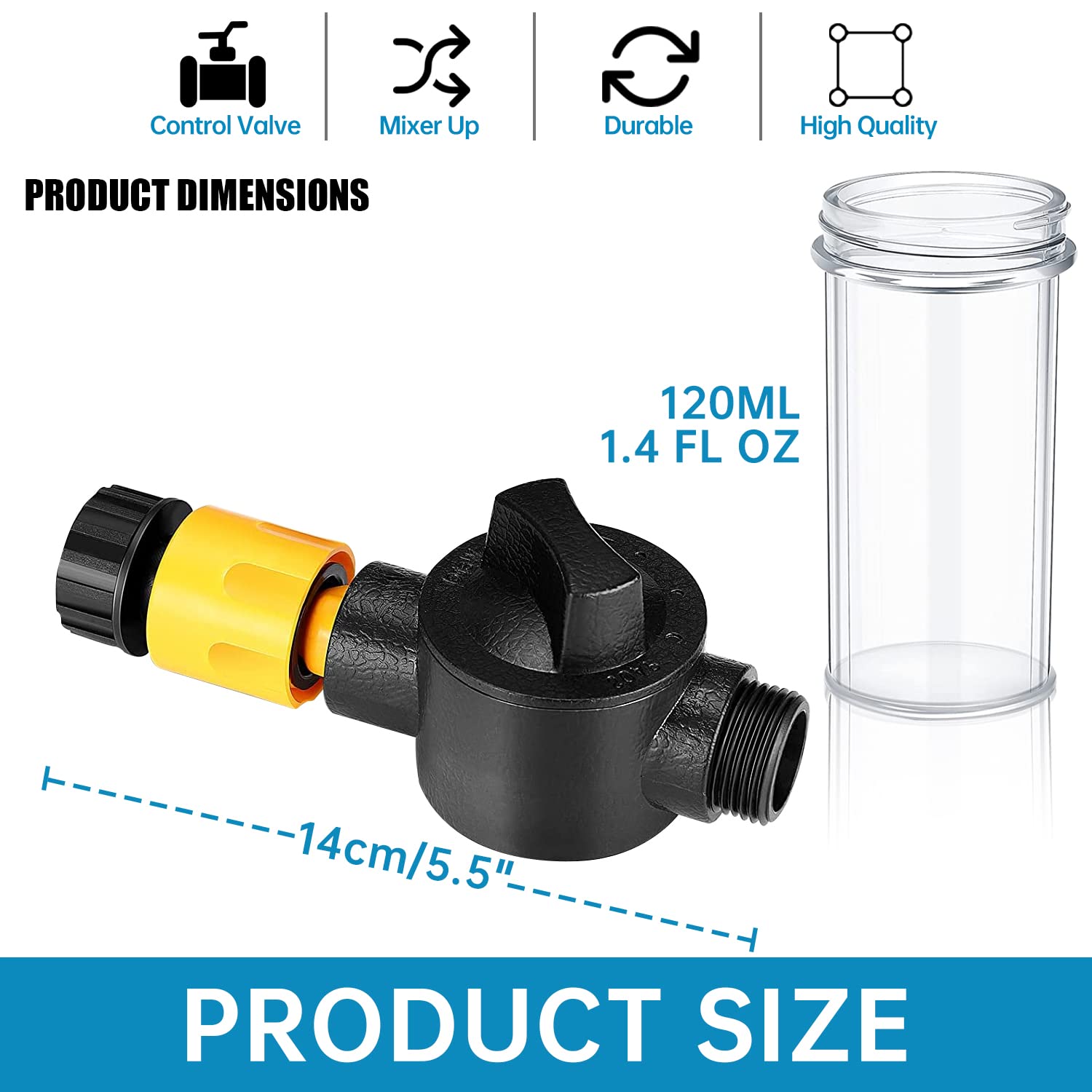 Boat Engine Flush Mixer Liquid Flow Valve for Salt Remover, Ideal to Flush Outboard and Inboard Engines Connects with Garden Hose, Spray Nozzle, Engine Flusher (yellow)