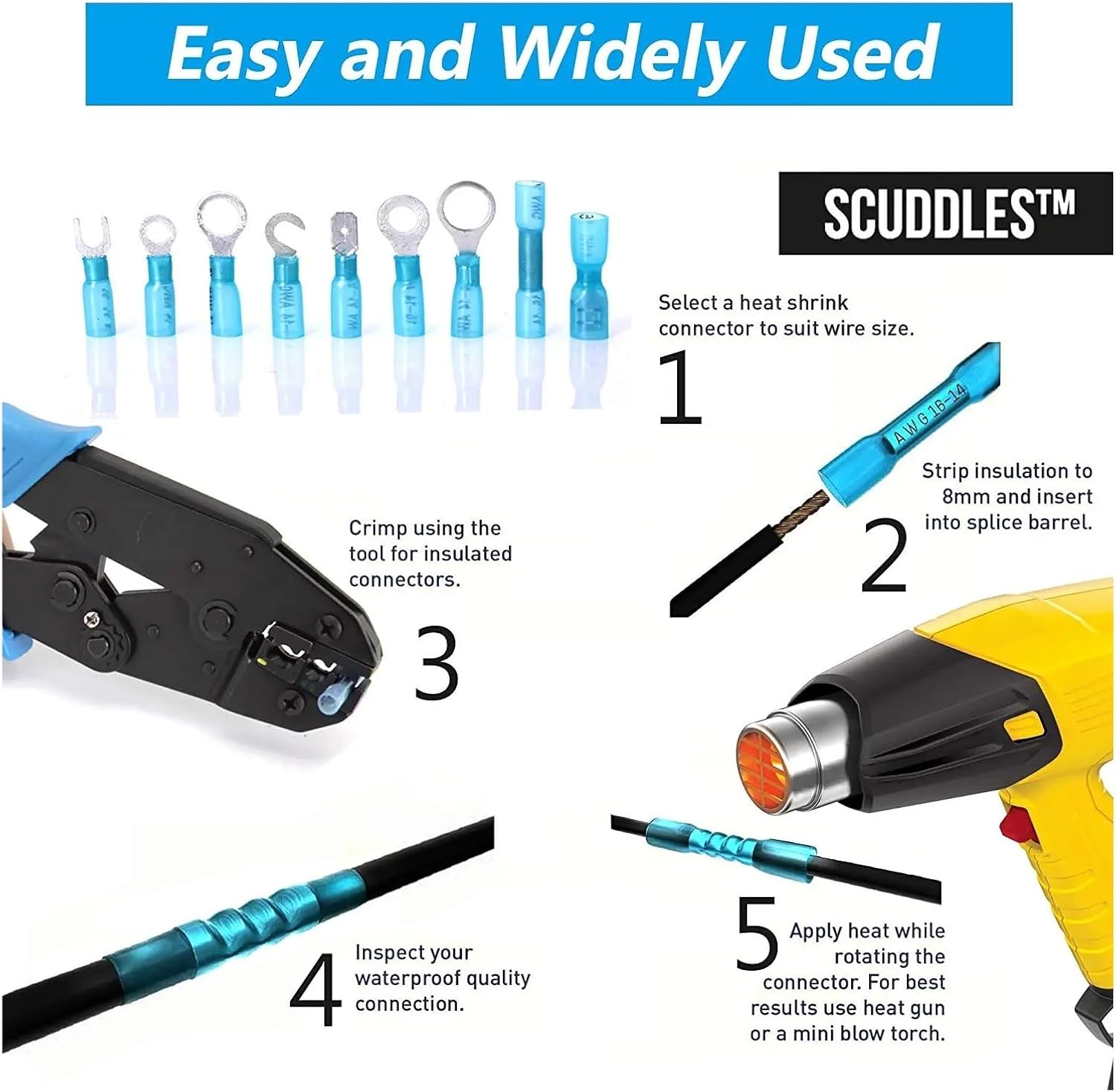 540X Ring Heat Shrink Crimp Terminals Insulated Butt Wire Connectors Male Female Spade Terminal Kit Electrical Cable Connector VUQLDHAYZ