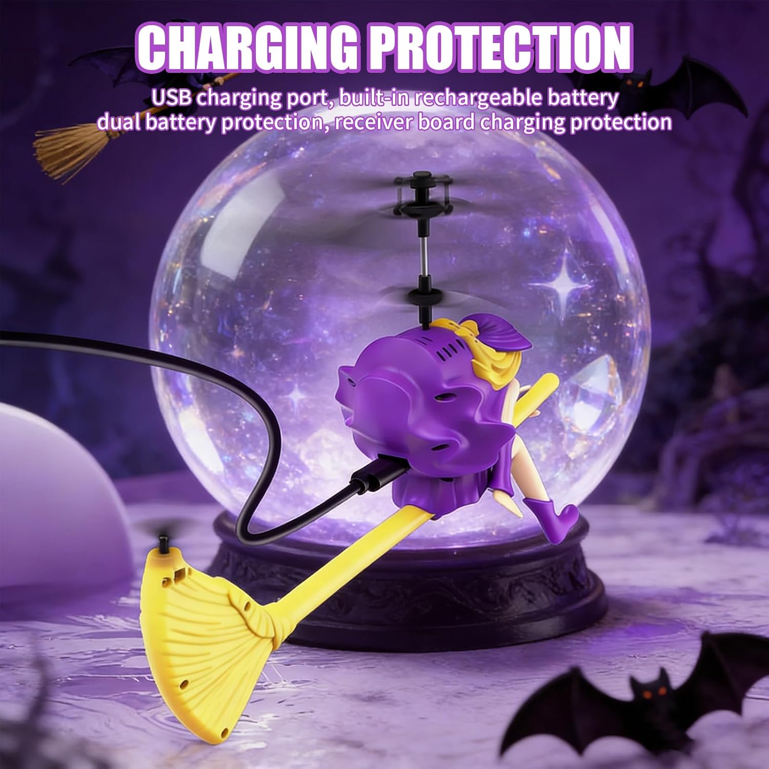 OBEST Remote Control Helicopter, LM16-A Witch Helicopter, 2.4G 3.5CH RC Drone with Altitude Hold, 11-Min Flight Time, Aircraft Indoor Flying Toy (Purple)