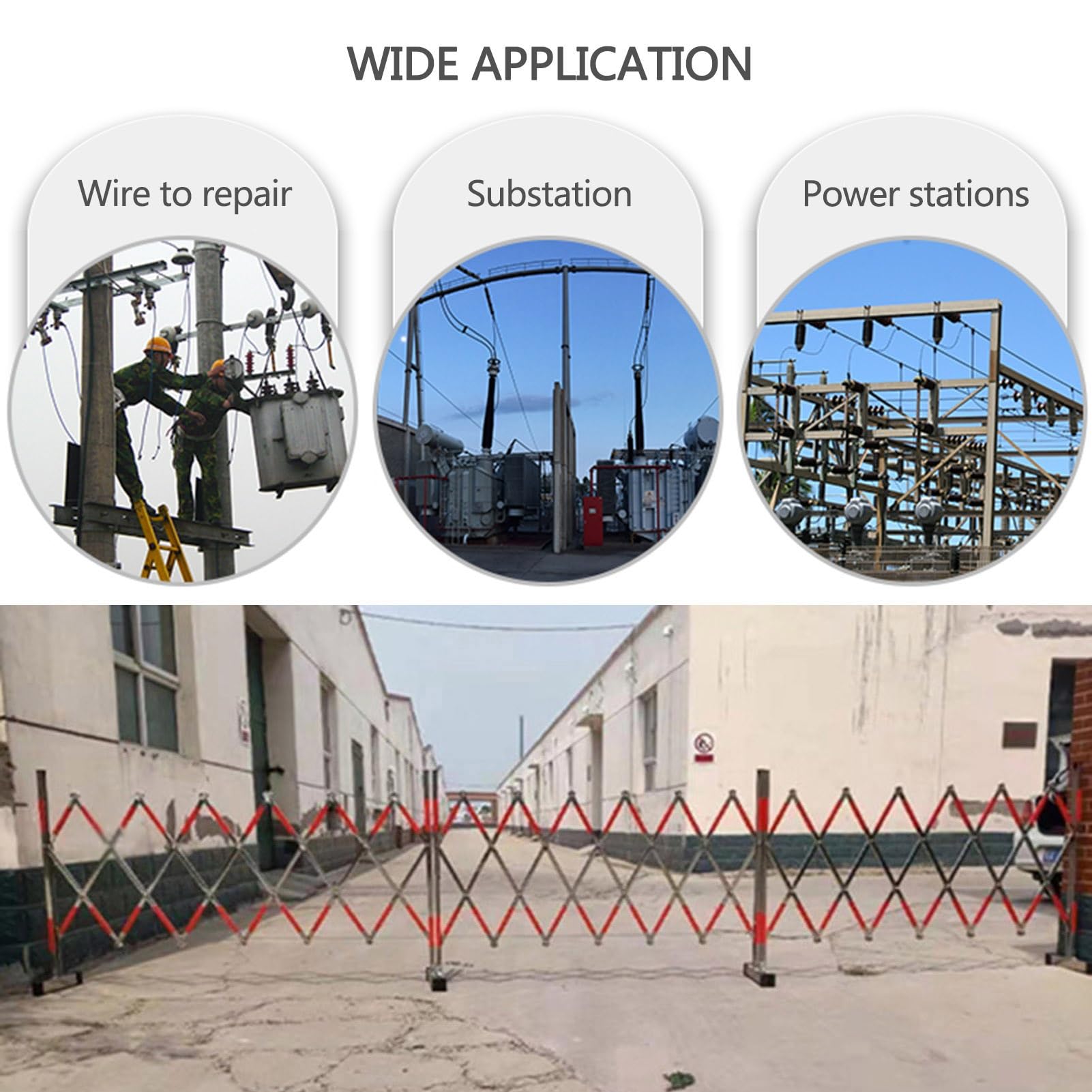 Barrera industrial expandible, puerta retráctil con ruedas, valla de acero inoxidable ajustable para control de acceso al garaje y seguridad vial