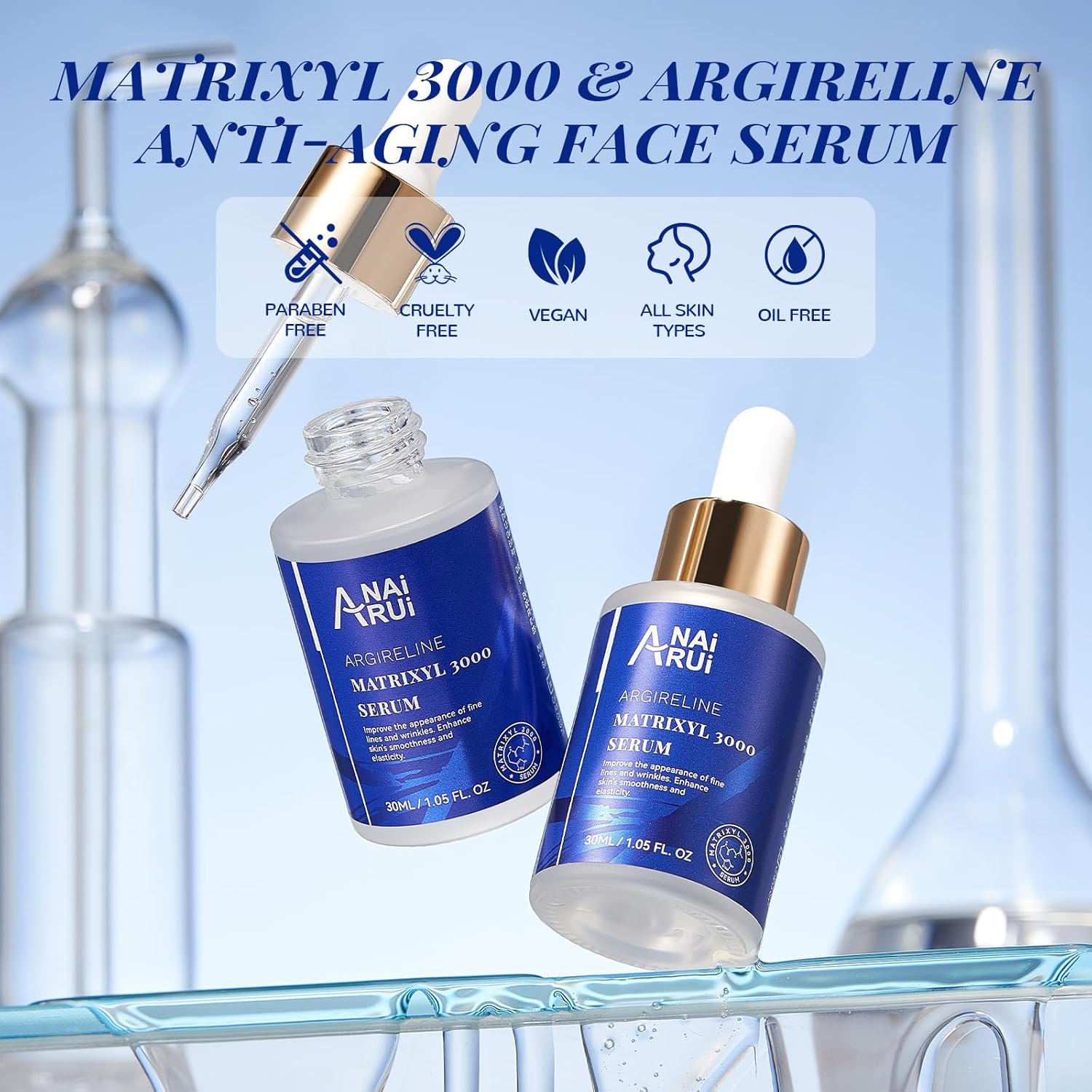 ANAI RUI 10% Argireline Serum+ Matrixyl 3000 Pure Hyaluronic Acid For Face Deep Wrinkle Reducer,Anti-Aging, Collagen Boosting, Peptides Serum for Face1.05 Fl.oz - Image 5