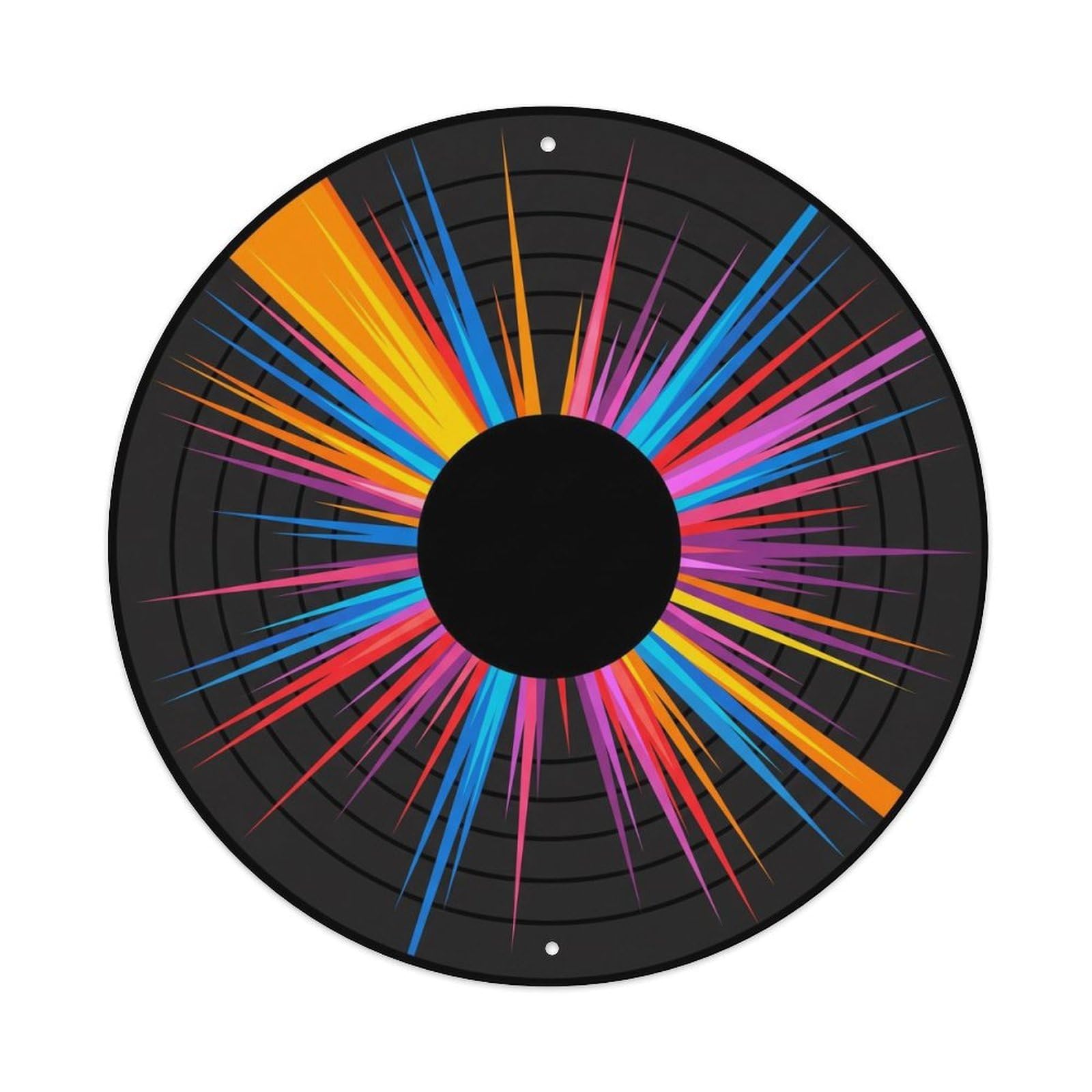 Colorful Music Vinyl Records Radial Bright Beams Metal Tin Sign