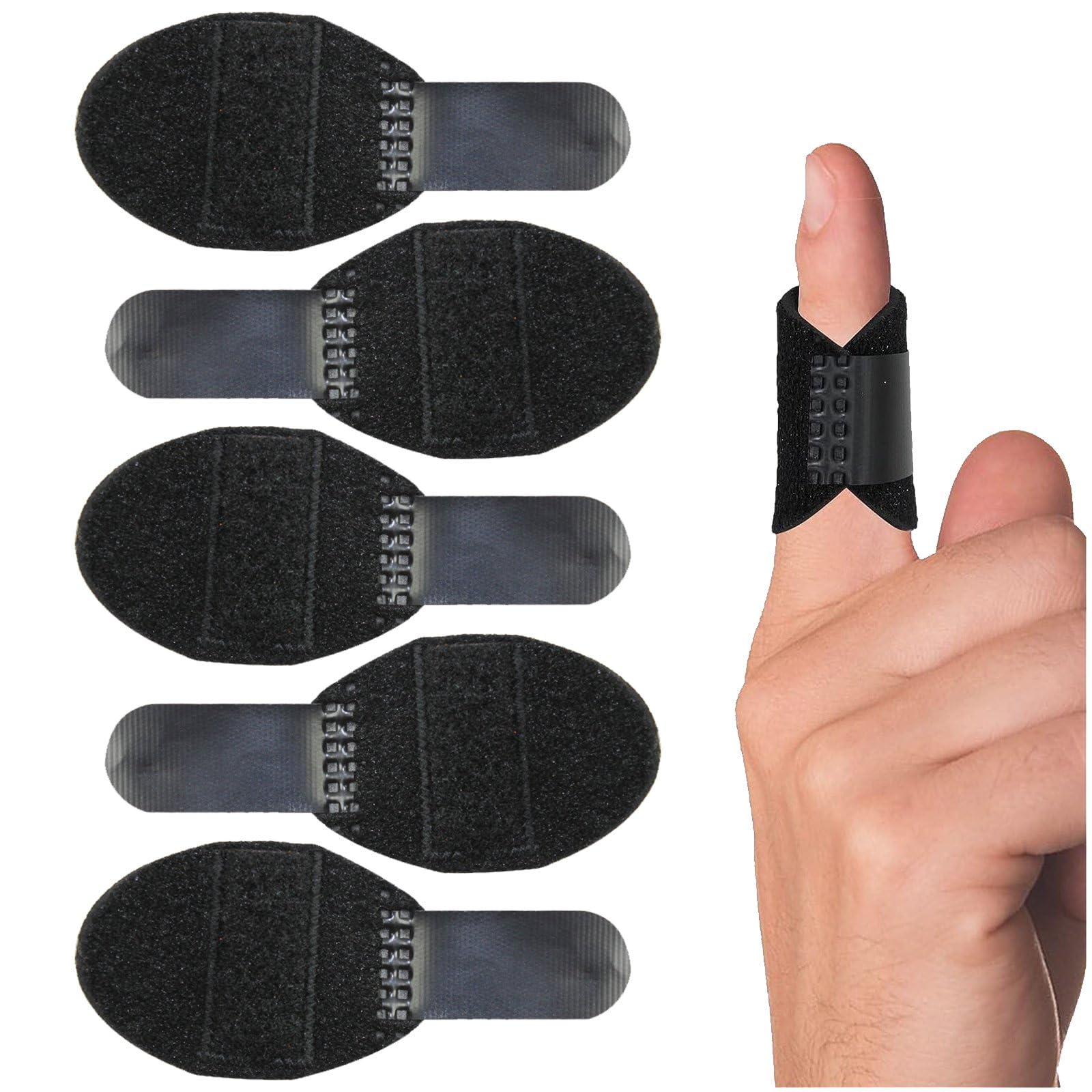 Fituenly 5 Packs Finger Splints, Breathable Finger Straightening Brace, Adjustable Finger Support for Trigger Finger, Broken, Sprain, Arthritis Pain Relief