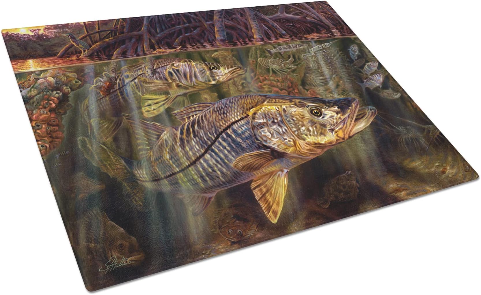 Caroline's Treasures JMA2004LCB Grove Garden Snook Glass Large Cutting-Boards, 12H x 16W, Multicolor