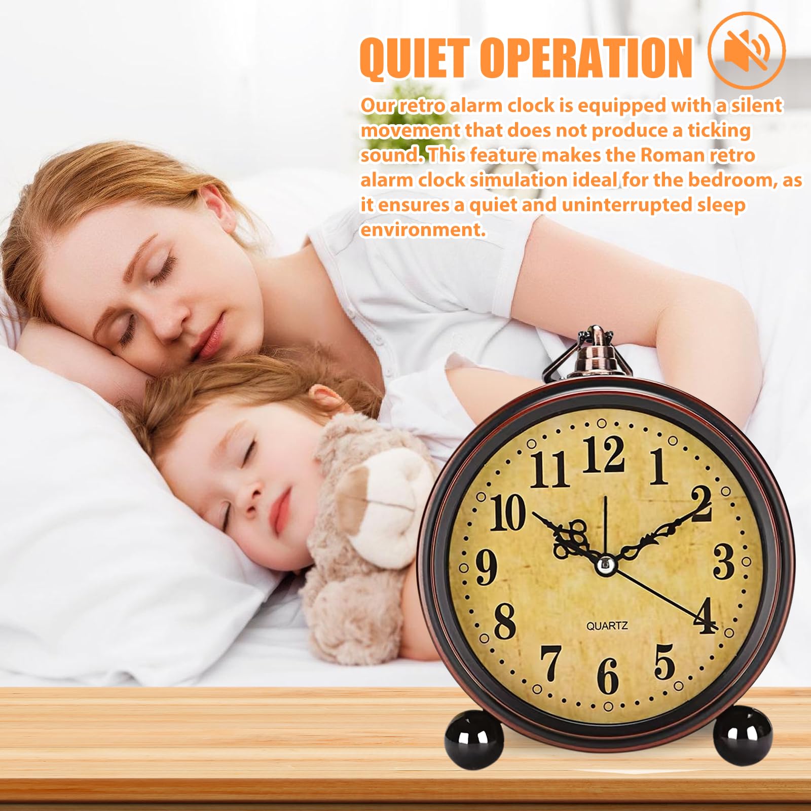 GOEDCH Grâce Rétro Réveil: 5,3" Pouces Vintage Horloge Non