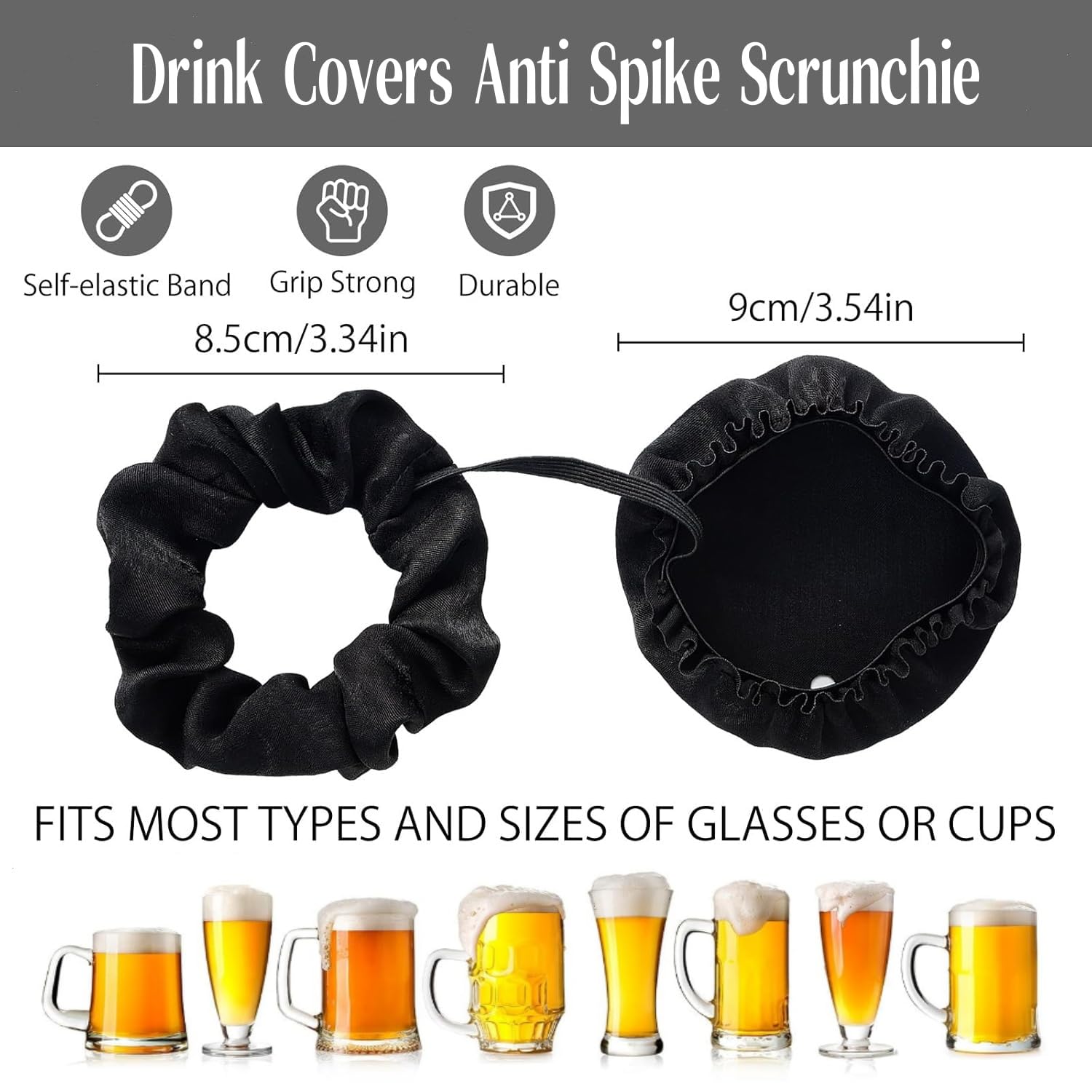 Funda Antipinchazos Para Vasos - Pack De 4 Unidades Elásticas Y Reutilizables Para Proteger Bebidas En Fiestas