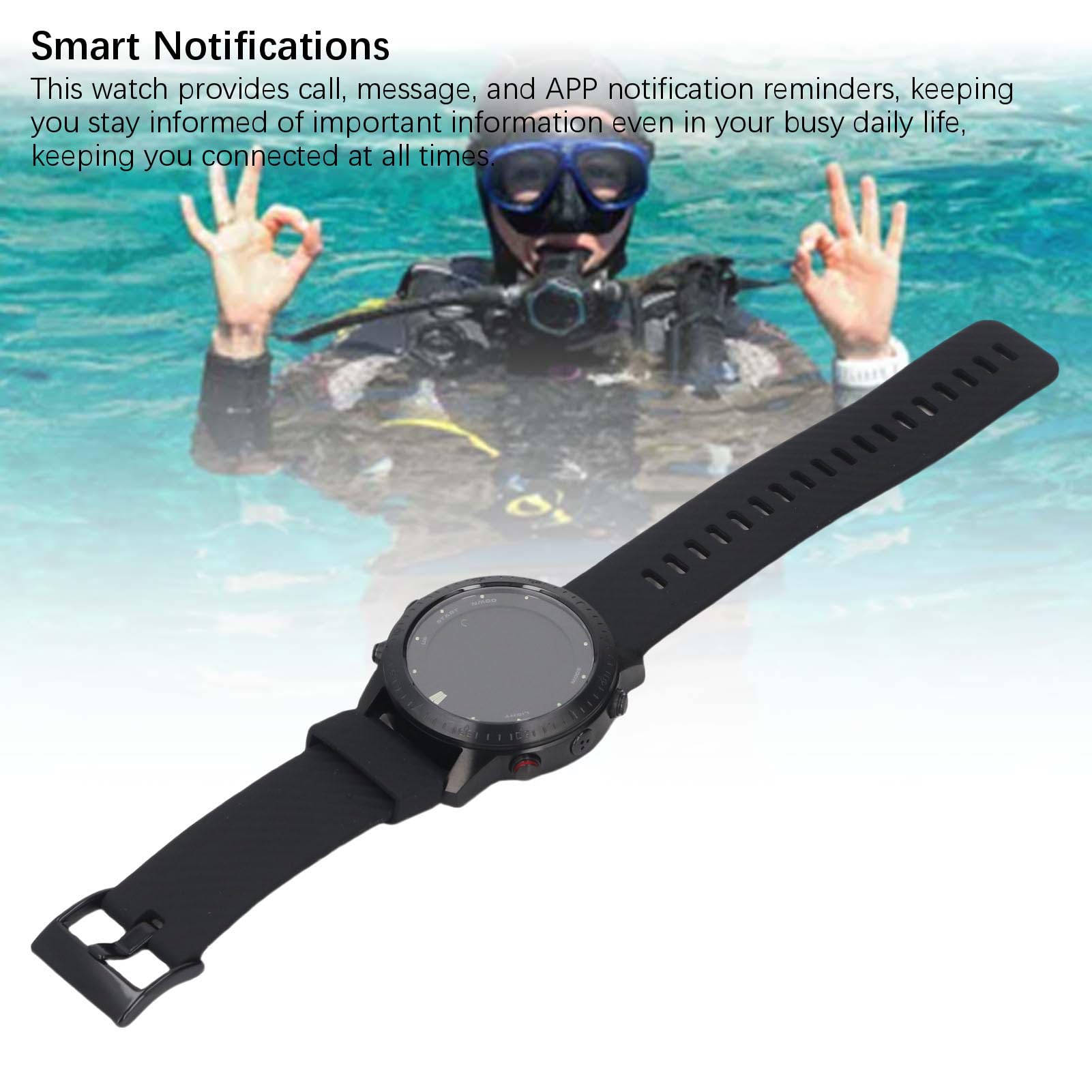 Reloj de Computadora de Buceo Impermeable 100 M Rastreador de Actividad de Buceo para Entusiastas del Pantalla Negra de 1,18 Pulgadas