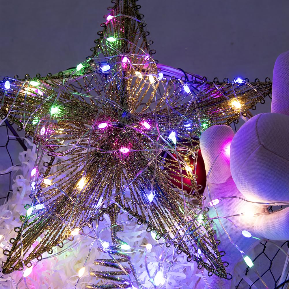 Mehrfarbige Lichterkette, 1200 LEDs, extra lang, Stecker, 1200 LEDs, 8 Modi für Hochzeit, Innen- und Außenbereich, Weihnachtsbaum, Terrasse, Veranda, Gartendekoration