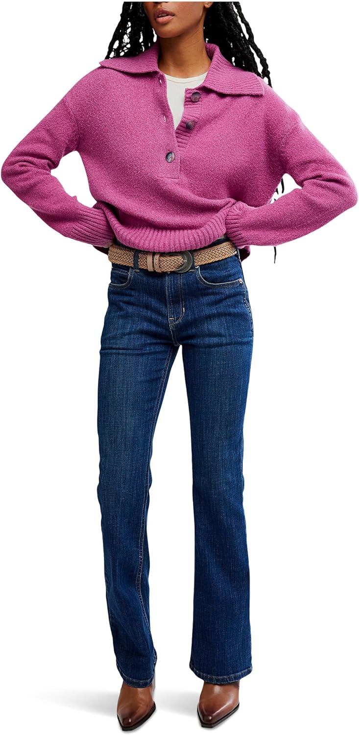 Free People,Trading Up Polo,Magenta Haze Melange,Small - Image 5