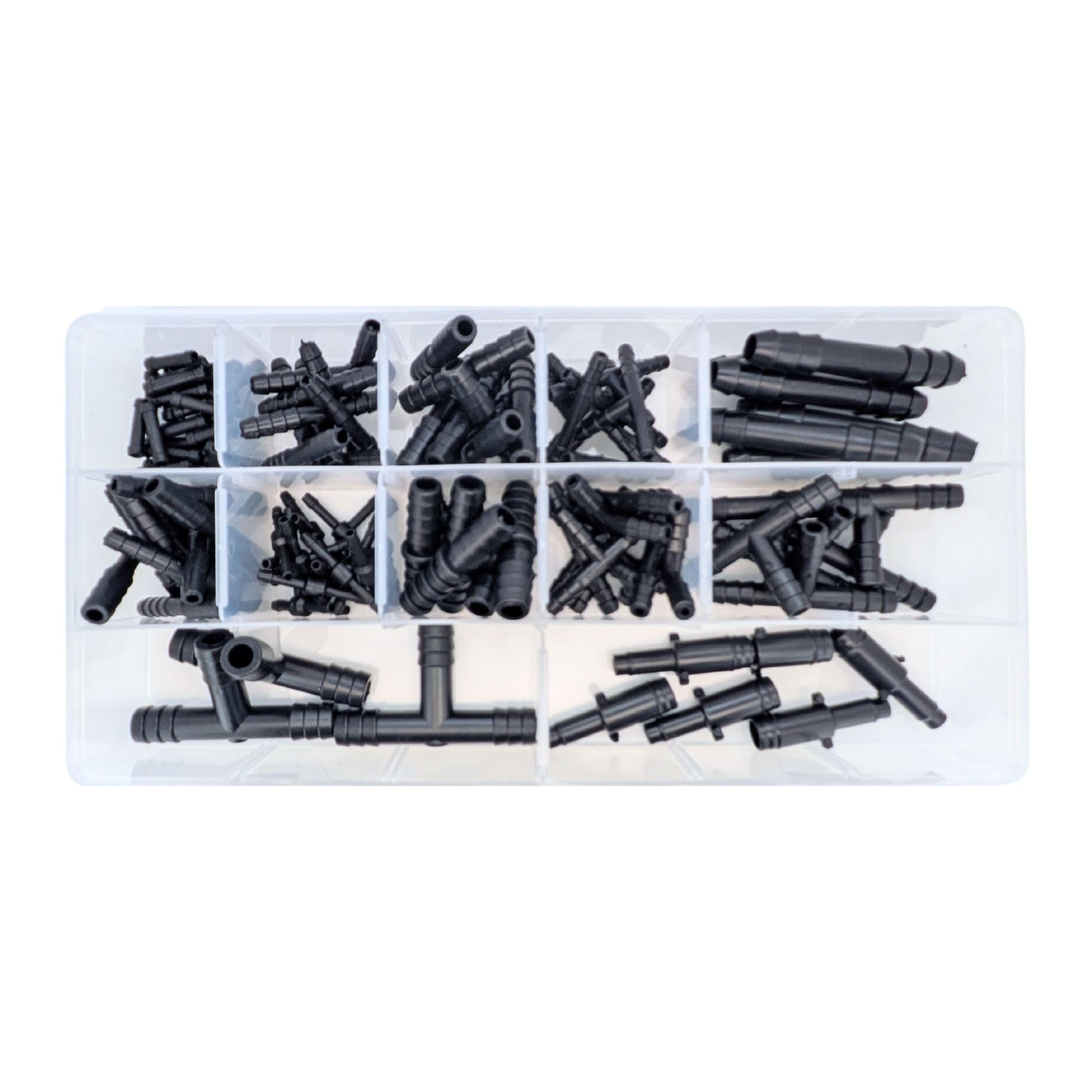113pcs Assorted Automotive Vacuum Hose Pipe Connectors - T, Straight & Reducers - 12 Sizes