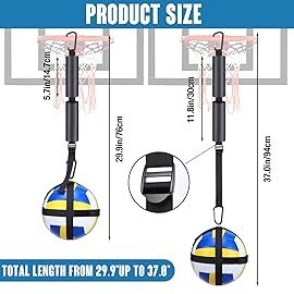 TOBWOLF Volleyball Hitting Trainer, Solo Serve Volleyball Attack Trainer, Volleyball Spike Pal Training Equipment Assist, Volleyball Attachment for Basketball Hoop Arm Swing Mechanics & Spiking Power