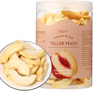 Freeze Dried Yellow Peaches Pieces,130g/4.58oz,Dehydrated Natural Fruit Snack,for Snacks, Yogurt & Kids Treats-Vegan,Baking, Cooking
