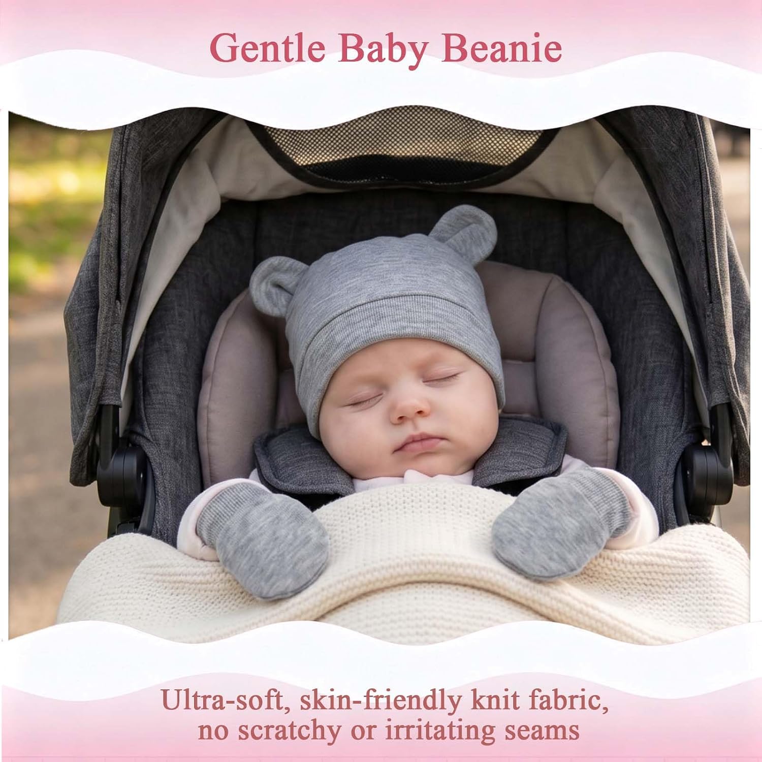 8 Pack Newborn Baby Bear Ears Hats and Mittens Sets Preemie Hats Baby Beanie Gloves Baby Boy Girl Infant Hospital Beanie Multicolor