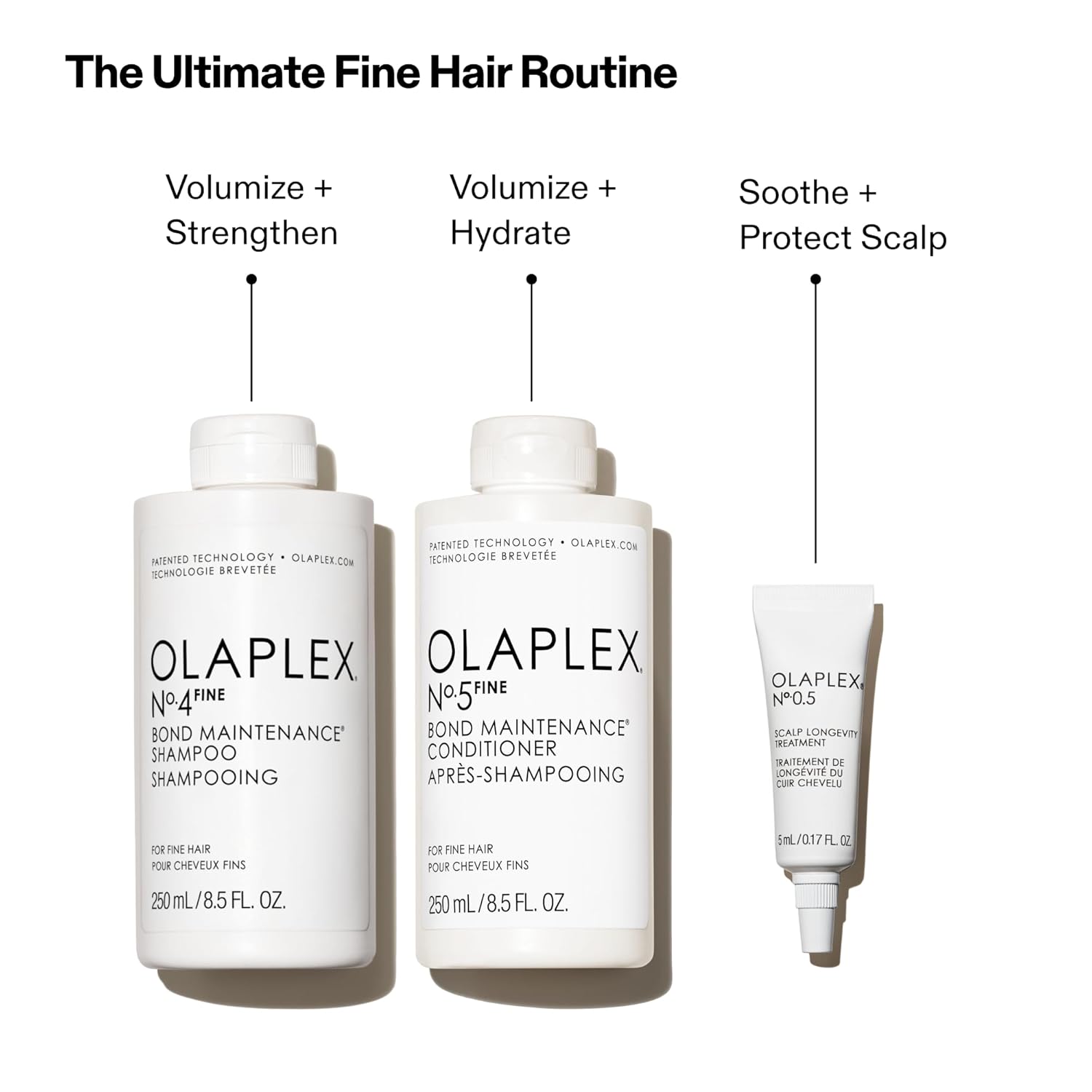 Olaplex Wash & Shine Fine Hair Kit: Nº. 4FINE, Nº. 5FINE, Nº. 0.5, Shampoo & Conditioner Set | Gently Cleanses to Volumize & Strengthen | Hydrates & Soothes Scalp | For Coily, Curly, Straight, & Wavy - Image 2