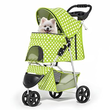 MoNiBloom Pet Stroller for Small/Medium Dogs and Cats, Lawn Green