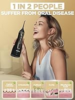 Vista 8 de Oralfree - Irrigador dental inalámbrico con hilo dental recargable para viajes, pik de irrigación, limpiador de dientes portátil, impermeable IPX7