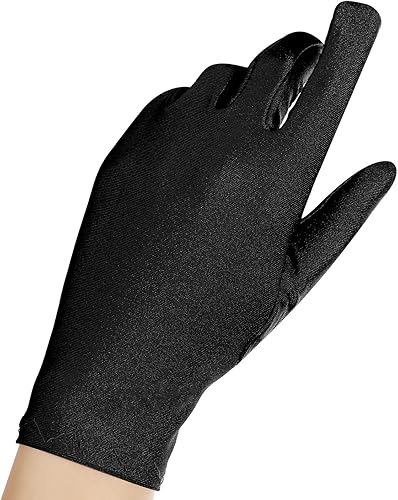 Miniatura 4 de SATINIOR 4 pares de guantes de elastano para adultos, longitud de muñeca, guantes de ópera, para fiestas, cosplay, blanco y negro, Negro, Blanco