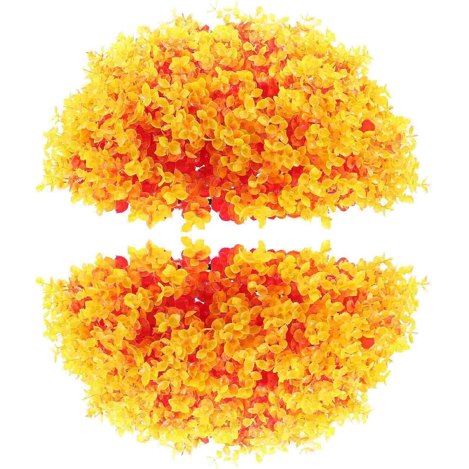 Topiary Balls Artificial Topiary Balls Grass Ball Simulation Hanging Artificial Topiary Leaf Decorative Balls DIY Plant Plants Outdoor Fake(Orange)
